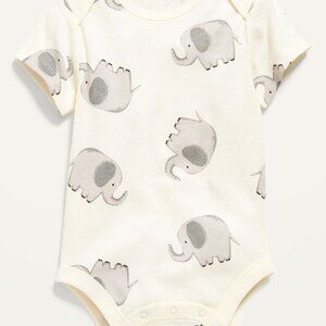 Old Navy - Unisex Printed Short-Sleeve Bodysuit for Baby - Elephant Print